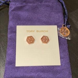 Tory Burch rose gold signature studs
